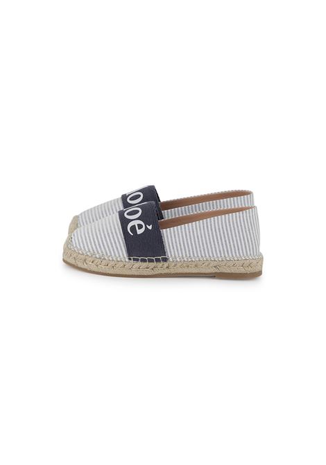 Espadrillas Piatte Woody a righe blu e bianco CHLOÉ KIDS | C20511V21